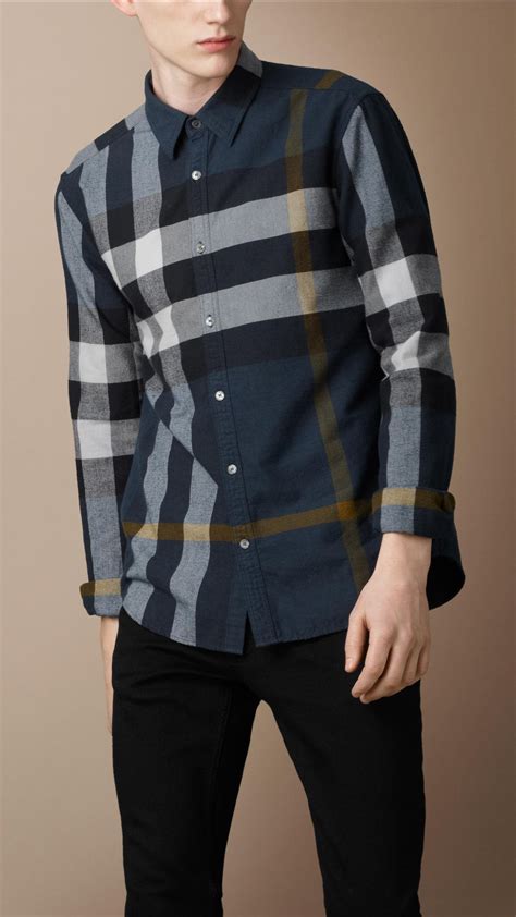 burberry long sleeved collar shirt|Burberry flannel shirt men's.